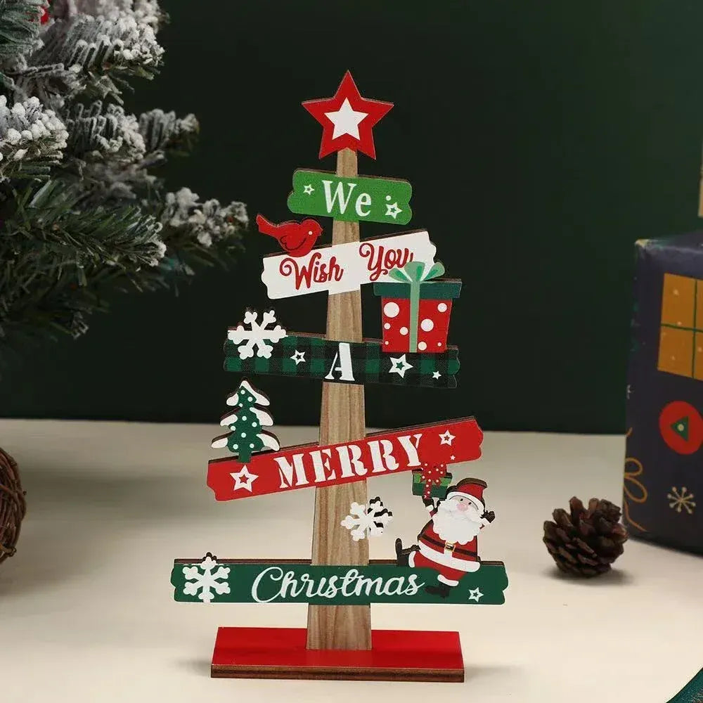 Runto Wooden Christmas Tree Ornament for Desk Decor