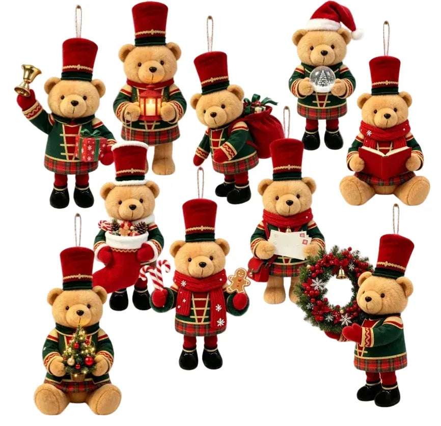 Trendbay 20-Piece Wooden Bear Christmas Ornament Set