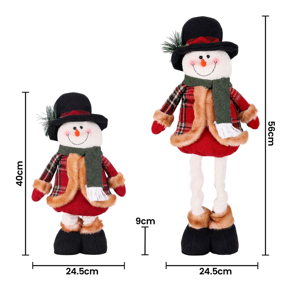 Jingle Jollys Telescopic Christmas Snowman Ornament 40-56cm Tabletop Decoration