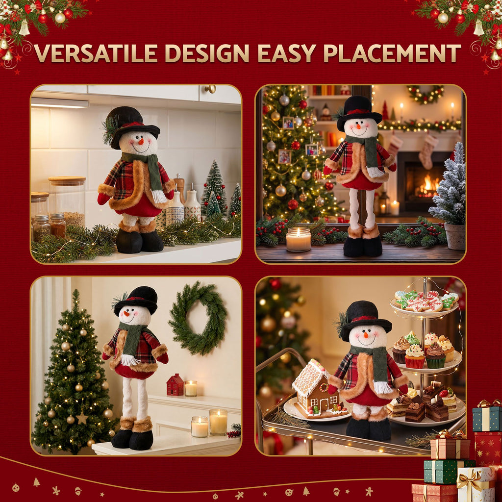 Jingle Jollys Telescopic Christmas Snowman Ornament 40-56cm Tabletop Decoration