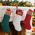 Jingle Jollys 3pc Personalised Knitted Christmas Stockings 40cm with Leather Patches