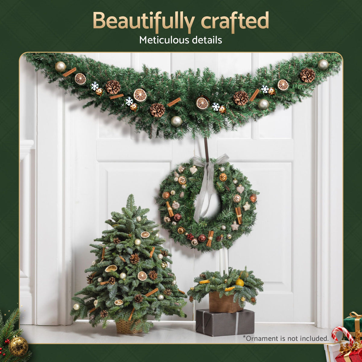 Jingle Jollys 2.1m Christmas Garland Xmas Decorations Green Wedding Party