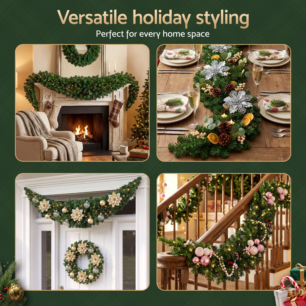 Jingle Jollys 2.1m Christmas Garland Xmas Decorations Green Wedding Party