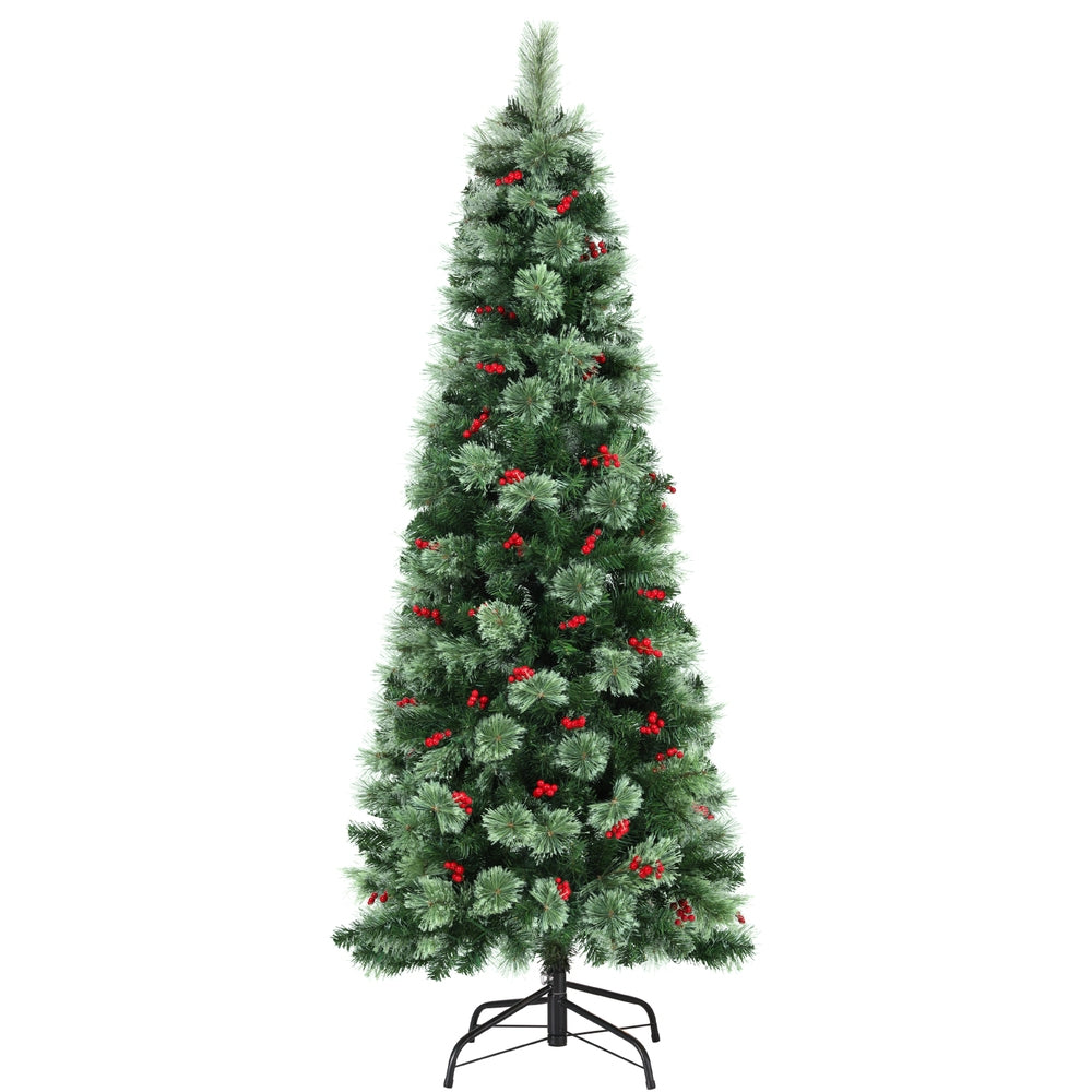 Jingle Jollys 1.8m Pre-Lit LED Christmas Tree with Red Berries