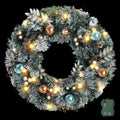 Jingle Jollys 60cm Christmas Wreath with LED Lights Snowy Garland Xmas Decor