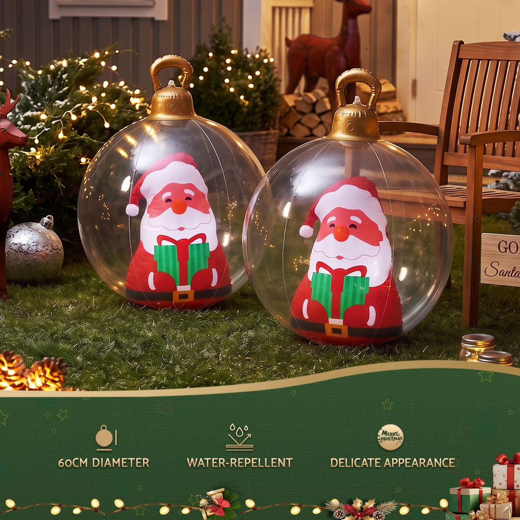 Jingle Jollys Christmas Inflatable Ball 60cm Santa Decoration Giant Bauble Clear