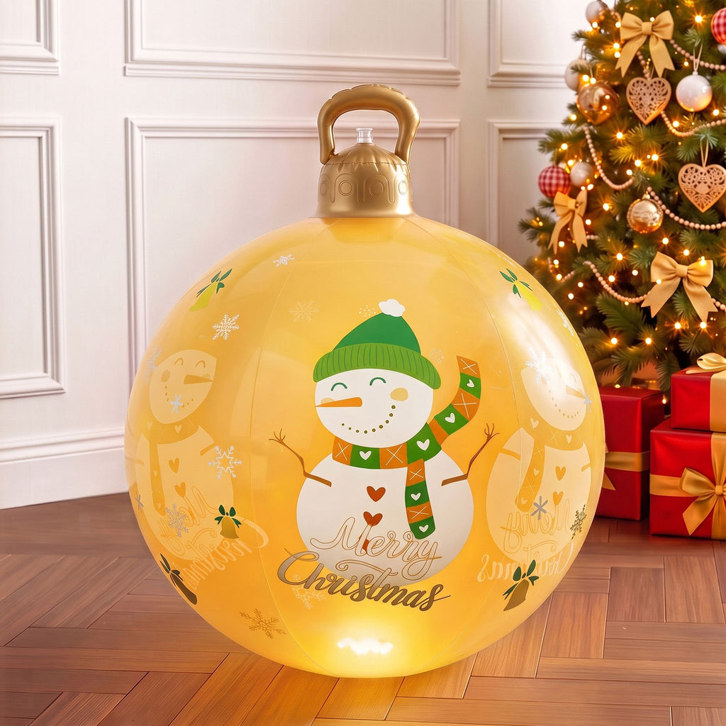 Jingle Jollys Christmas Inflatable Ball 60cm Led Illuminated Snowman Xmas Decor Gold