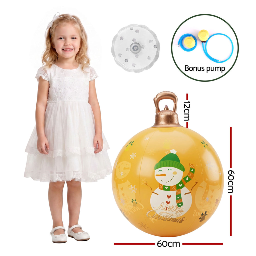 Jingle Jollys Christmas Inflatable Ball 60cm Led Illuminated Snowman Xmas Decor Gold