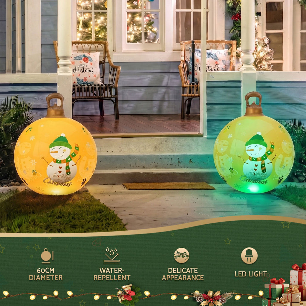 Jingle Jollys Christmas Inflatable Ball 60cm Led Illuminated Snowman Xmas Decor Gold