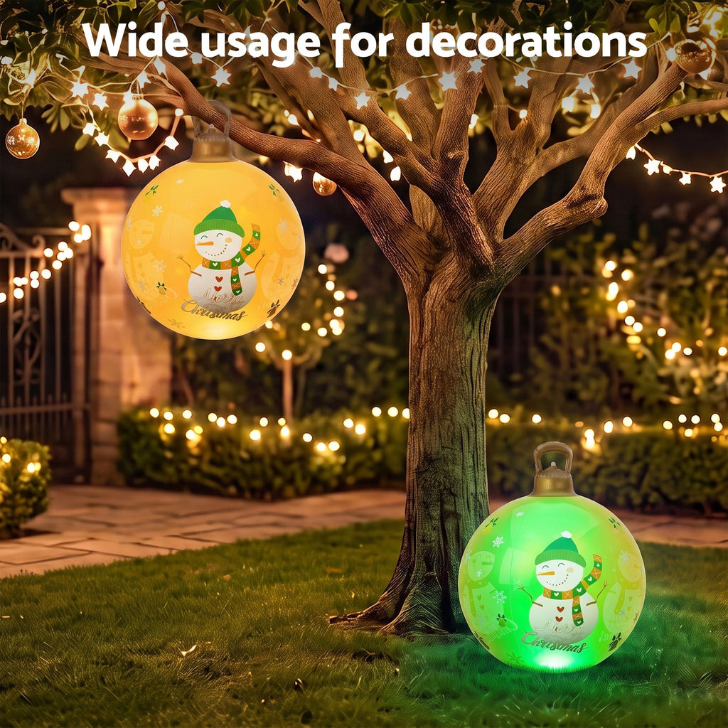 Jingle Jollys Christmas Inflatable Ball 60cm Led Illuminated Snowman Xmas Decor Gold