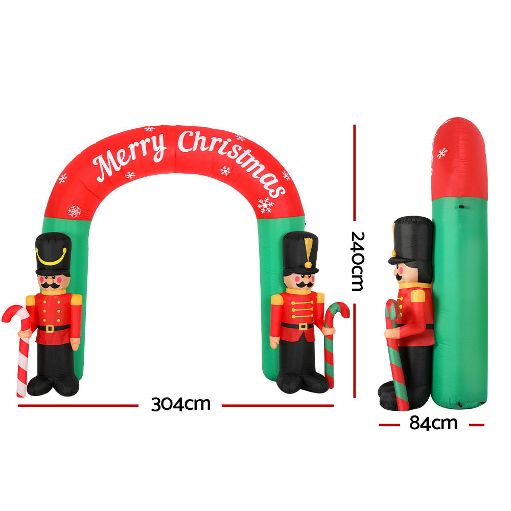 Jingle Jollys Christmas Inflatable Archway Nutcracker 3M Illuminated Decorations