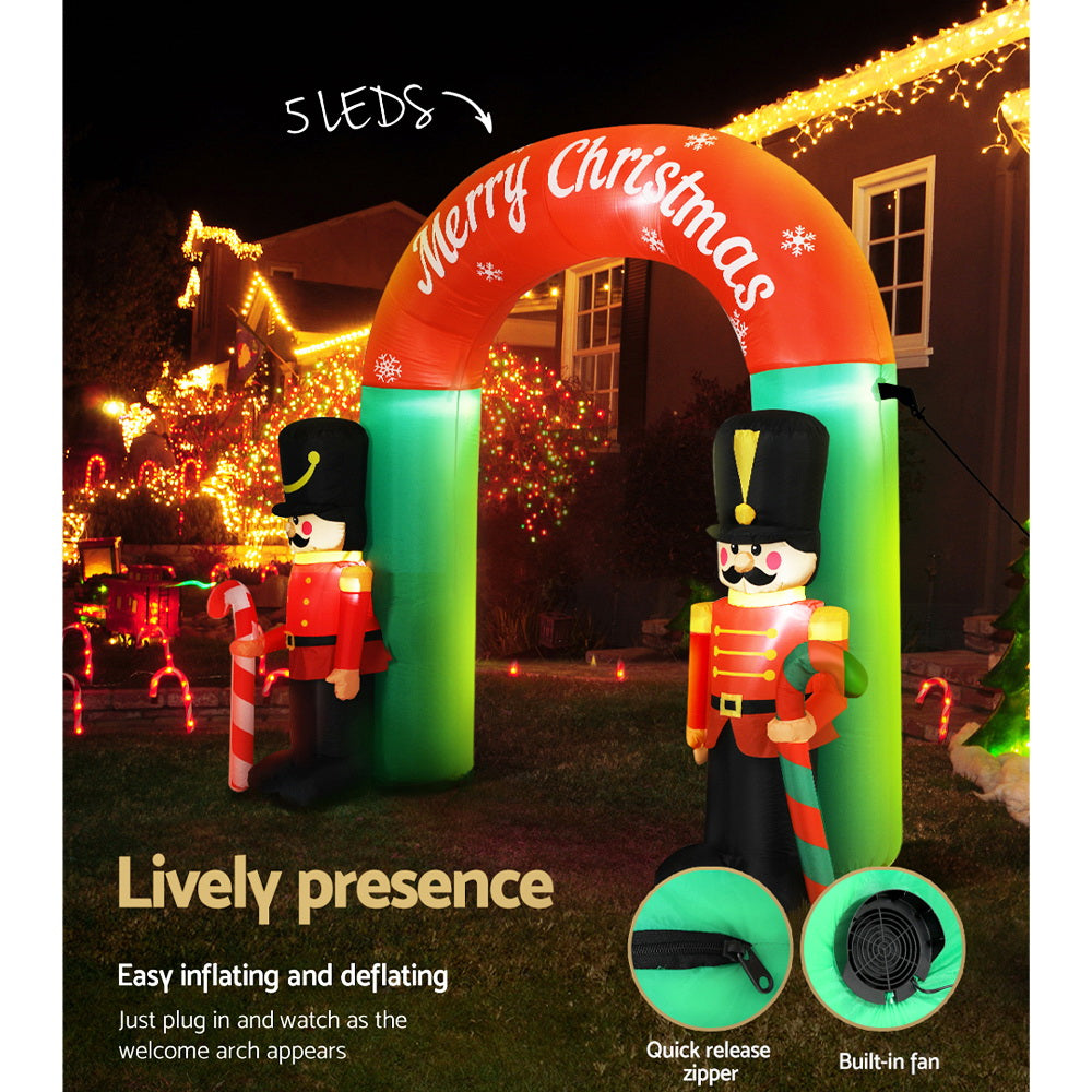 Jingle Jollys Christmas Inflatable Archway Nutcracker 3M Illuminated Decorations