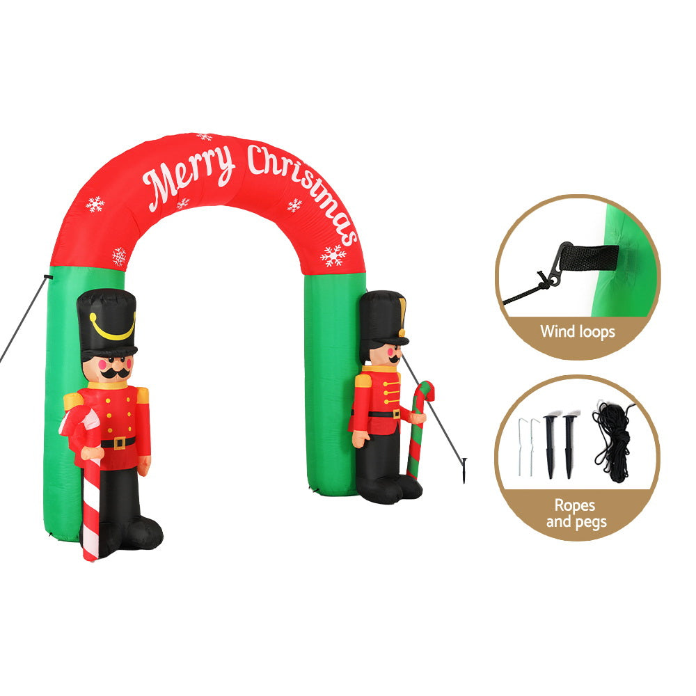 Jingle Jollys Christmas Inflatable Archway Nutcracker 3M Illuminated Decorations
