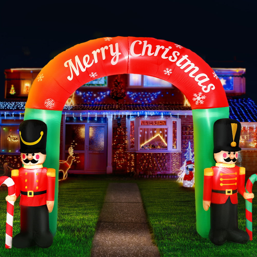 Jingle Jollys Christmas Inflatable Archway Nutcracker 3M Illuminated Decorations