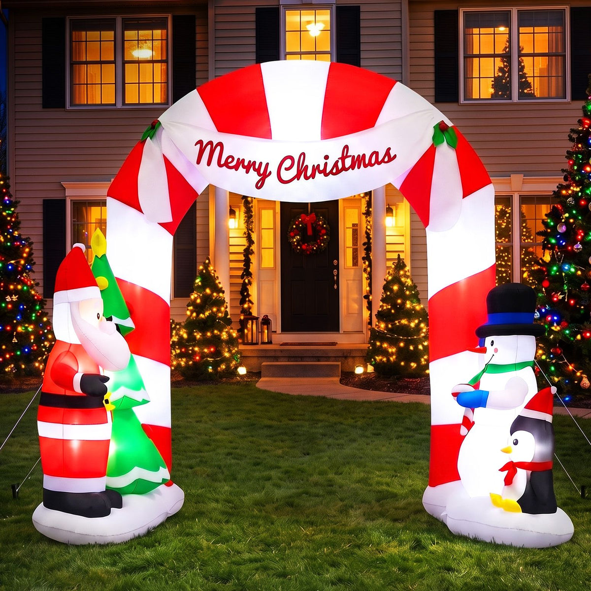 Jingle Jollys Christmas Inflatable Archway Santa 3M Illuminated Decorations