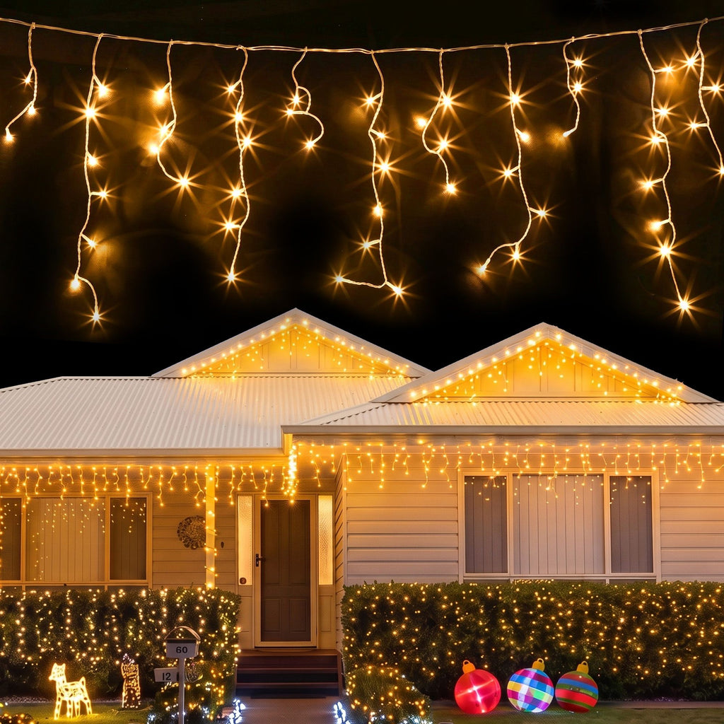 20M Christmas Lights Icicle Light 800 LED Warm White Decor Jingle Jollys