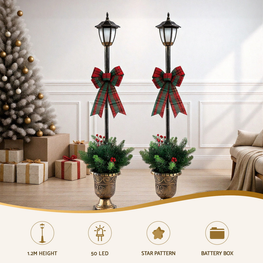 Jingle Jollys Christmas Lights 125cm Lamp Post 50 LED Fairy Light Decorations